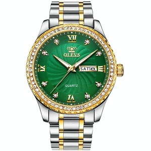 Waterproof Diamond Quartz Watch for Men with Stainless Steel Strap