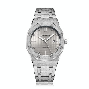 Men Quartz Steel Watch with Simple Stone Surface