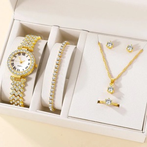 6pcs Set Watches Set Luxury Rhinestone Women Fashion Elegant Wristwatch Quartz Watch for Ladies Clock