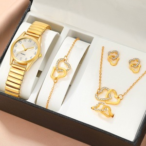 6pcs Set Womens Fashion Quartz Watch Female Clock Elastic Strap Luxury Brand Design Ladies Wrist Watch