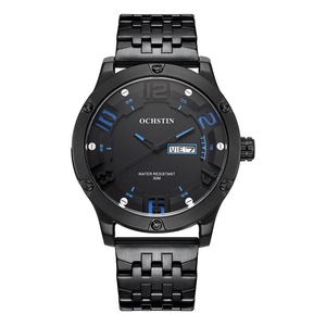 Stylish Day-date Men Quartz Watch with Steel Strap