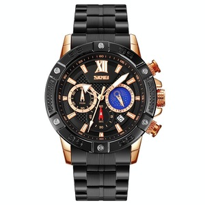 Stainless Steel Men Moonphase Quartz Watch with Strap