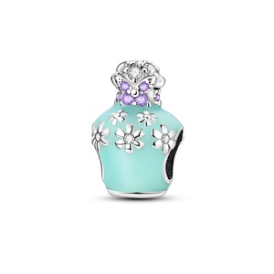925 Sterling Silver Butterfly Perfume Charms For Women Blue Beads For Diy Jewelry