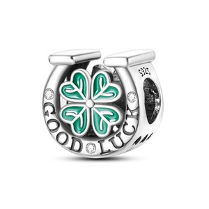 925 Sterling Silver Horseshoe Clover Pendant Fits Bracelets Diy Jewelry For Women