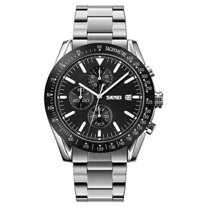 Stainless Steel Strap Quartz Watch for Men with Date and Six Pin Design