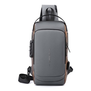 Anti Theft Men Chest Bag With Password Lock Secure Locomotive Messenger Bag