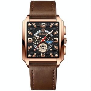 Vintage Square Men Multifunctional Quartz Watch with Luminous Dial