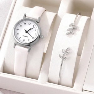Bracelet Quartz Watch Women Watch Bracelet Set White Dial Simple Leather Luxury Ladies Watch