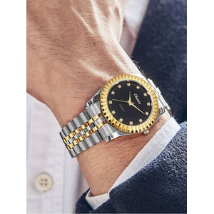 Fashion Business Men's Room Gold Steel Band Quartz Watch