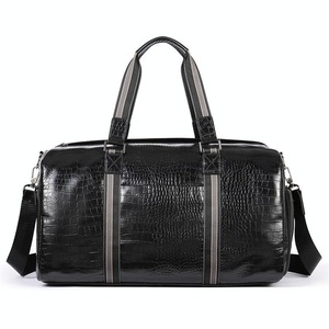 Multifunctional Leather Duffel Bag for Travel - Crocodile Print