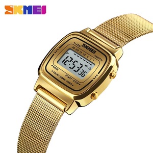 Luxury Stainless Steel Countdown Watch Womens Fashion Ladies Sport Wristwatch Waterproof Small Dial Chrono Digital Clock