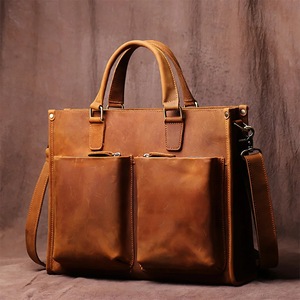 Mens 14,15.4 Inch Crazy Horse Natural Genuine Leather Shoulder Messenger Hand & Laptop Bag