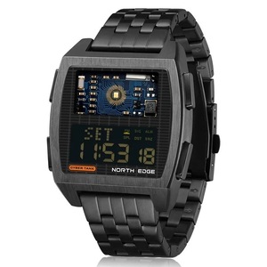 Mens Retro Industrial Metal Style Waterproof 50m Sports Digital Watch