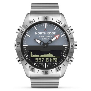 Mens Stainless Steel Diving Analog Altimeter Quartz Sport Watch