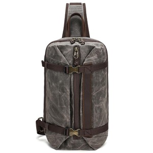 Retro Waxed Canvas Chest Bag Large Capacity Shoulder Crossbody Bag For Men