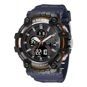 Sport Men Quartz Wrist Waterproof Dual Time Display Military Army Green 8079 Watch
