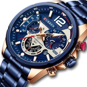 Sport Quartz Chronograph Men's Wristwatches Stainless Steel Clock with Luminous Watch
