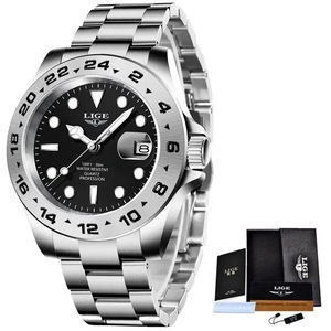 Stainless Steel Mens Watch with Date Waterproof and Luxurious