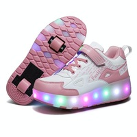 Rechargeable Light Wheel Skating Shoes for Kids - Size 39 Two-wheeled