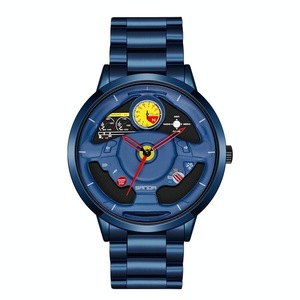 Waterproof Quartz Watch with Hollow Dial and Steering Wheel Design