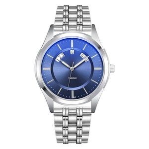 Waterproof Quartz Watch with Steel Band and Calendar