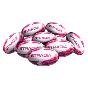 STRADIA "FUN" Size 1 Rugby League Ball  MINI Play Series for Youngsters with Soft Grade Bladder  Pack of 10 with FREE Mesh Storage Bag