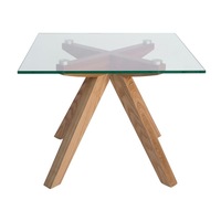 SK Designer Living Amber Collection - Square Glass Side Table