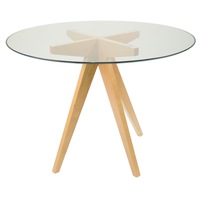 SK Designer Living Jean Prouve Inspired Round Glass Dining Table - 100cm