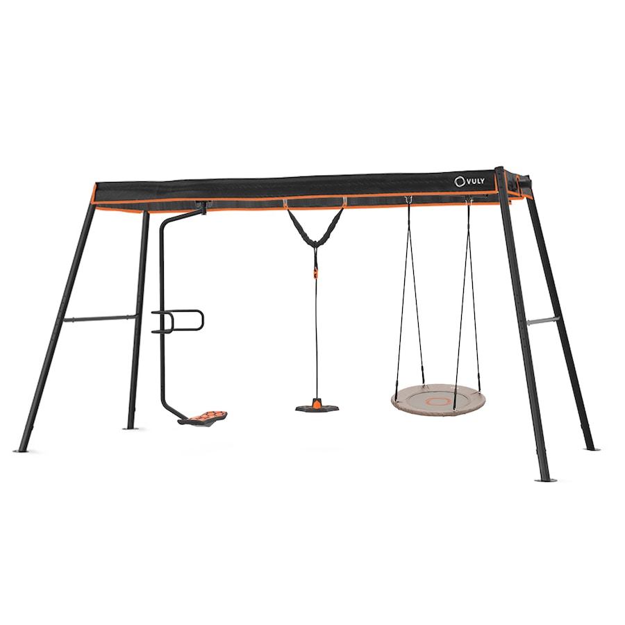 VULY 360 Pro Max Large 3 Bay Swing Set - Kids Backyard Metal Swing with Spin Swing, Bounce Swing & Nest Swing Playground