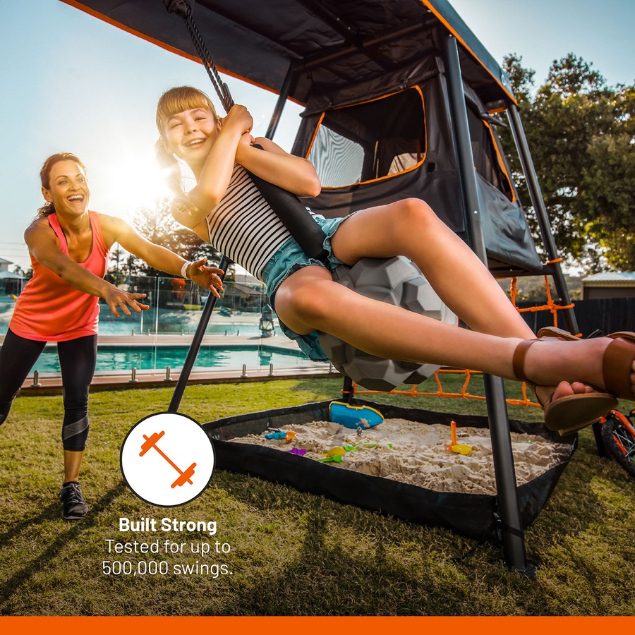 VULY 360 Pro Max Large 3 Bay Swing Set - Kids Backyard Metal Swing with Spin Swing, Bounce Swing & Nest Swing Playground