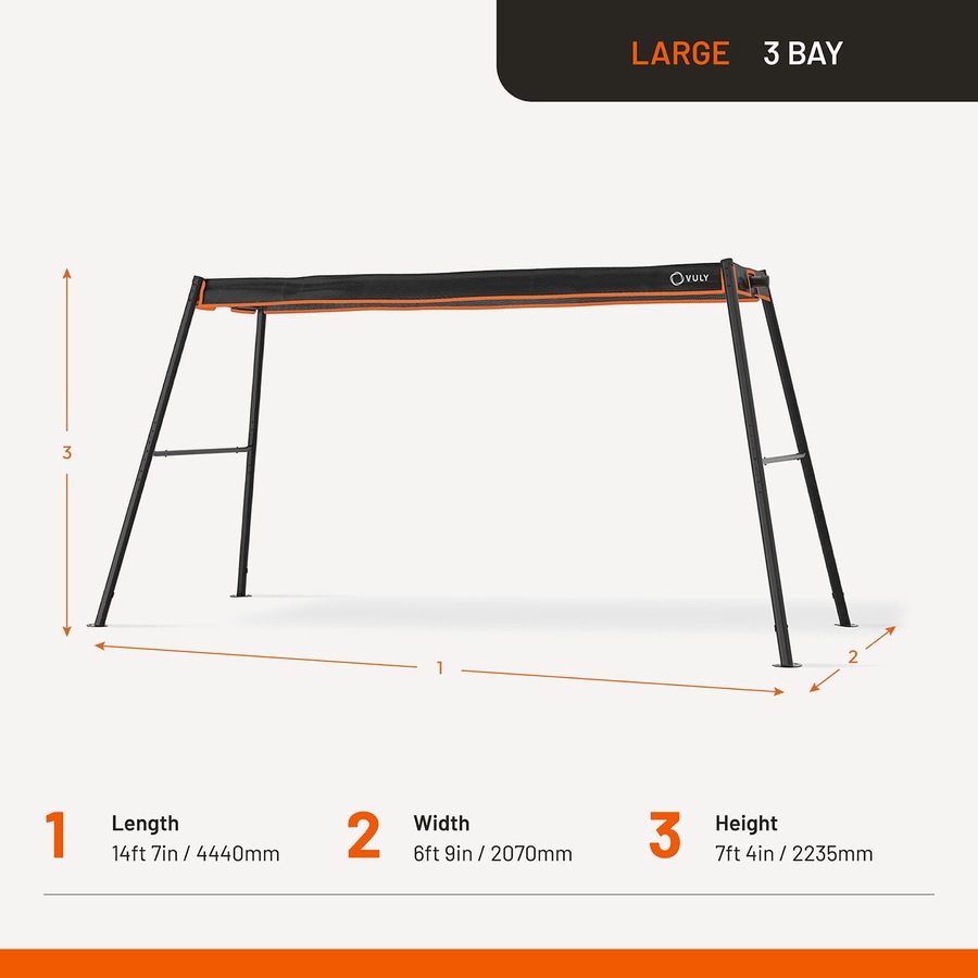 VULY 360 Pro Max Large 3 Bay Swing Set - Kids Backyard Metal Swing with Spin Swing, Bounce Swing & Nest Swing Playground