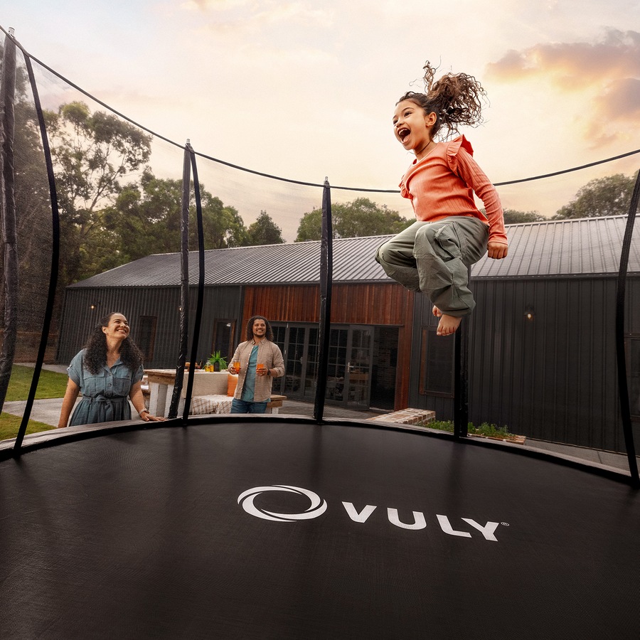 VULY Flare Large 13ft Trampoline for Kids with Safety Enclosure - Recreational Round Trampolines with AntiRust Coating