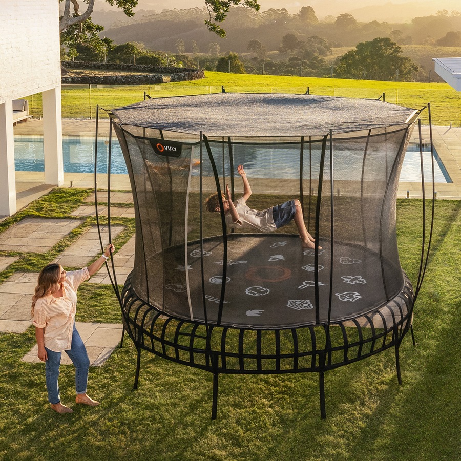 VULY Thunder 2 Extra Large 15ft Springless Trampoline with Enclosure - Round Kids Trampolines Bundle With Shade Cover