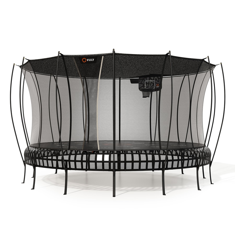 VULY Thunder 2 XXL 17.5ft Springless Trampoline with Enclosure - Round Kids Trampolines Bundle With Shade Cover & Basketball Hoop