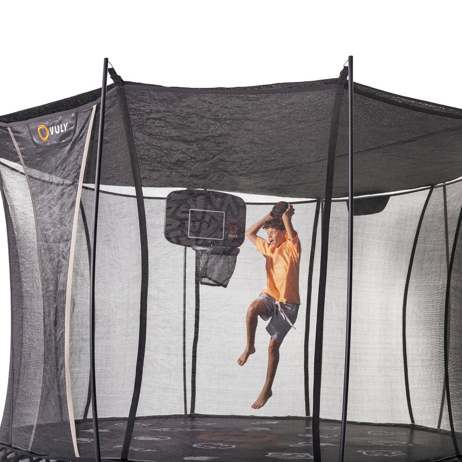 VULY Thunder 2 XXL 17.5ft Springless Trampoline with Enclosure - Round Kids Trampolines Bundle With Shade Cover & Basketball Hoop