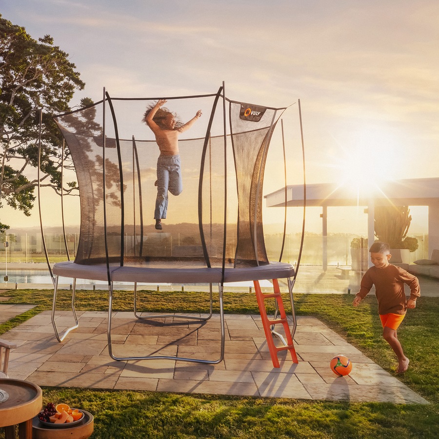 VULY Ultra 2 Extra Large 15ft Trampoline with Enclosure - Round Kids Trampolines Bundle With Shade Cover Pro, Ladder & Basketball Hoop