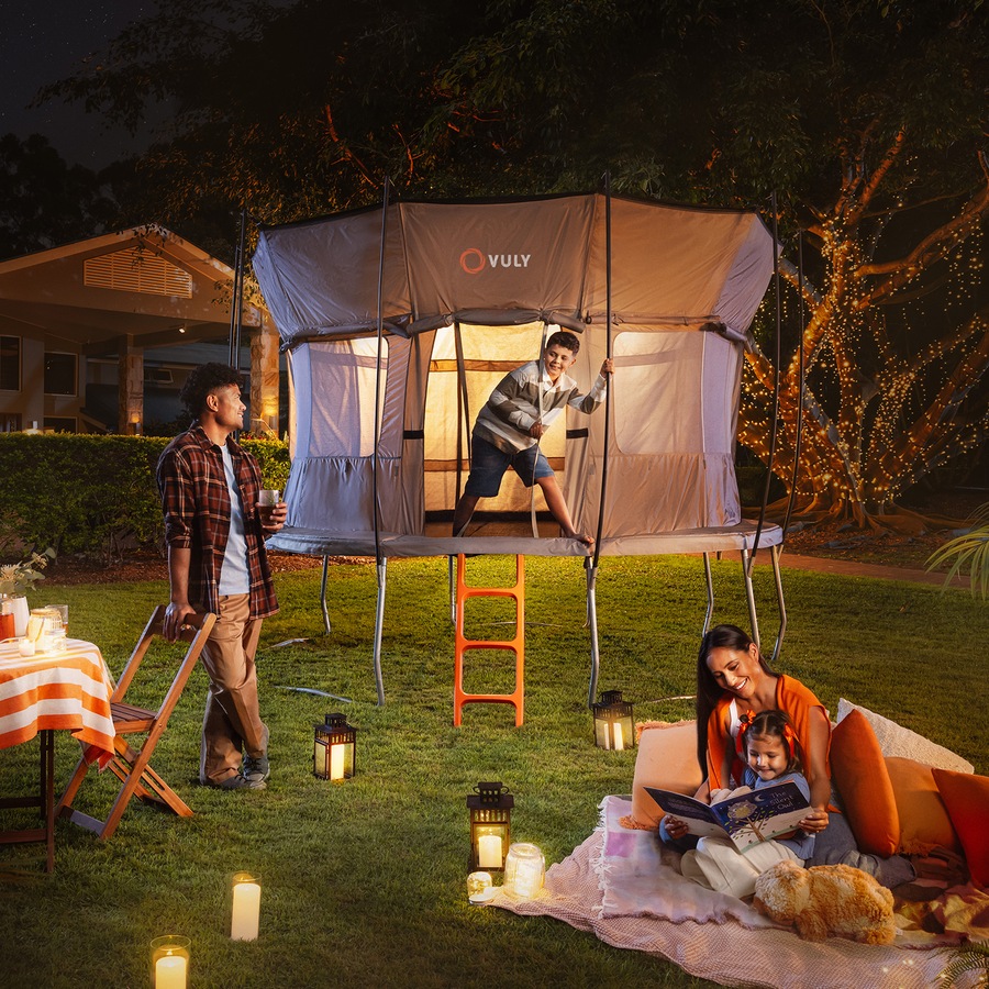 VULY Ultra 2 Medium 11ft Trampoline with Enclosure - Round Kids Trampolines Bundle With Tent Wall and Shade Cover