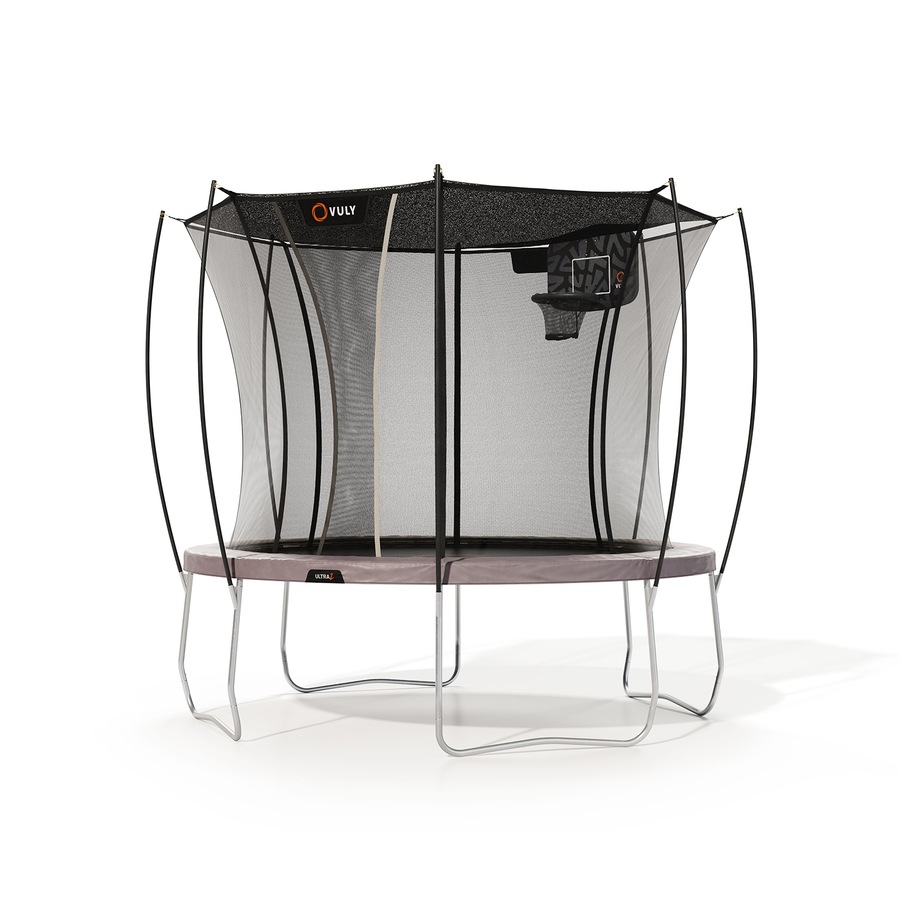 VULY Ultra 2 Medium 11ft Trampoline with Enclosure - Round Kids Trampolines Bundle With Shade Cover & Basketball Hoop