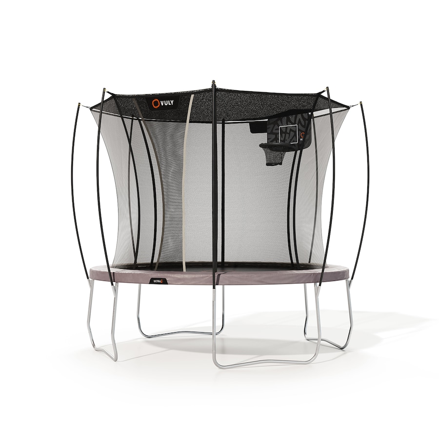 VULY Ultra 2 Medium 11ft Trampoline with Enclosure - Round Kids Trampolines Bundle With Shade Cover & Basketball Hoop