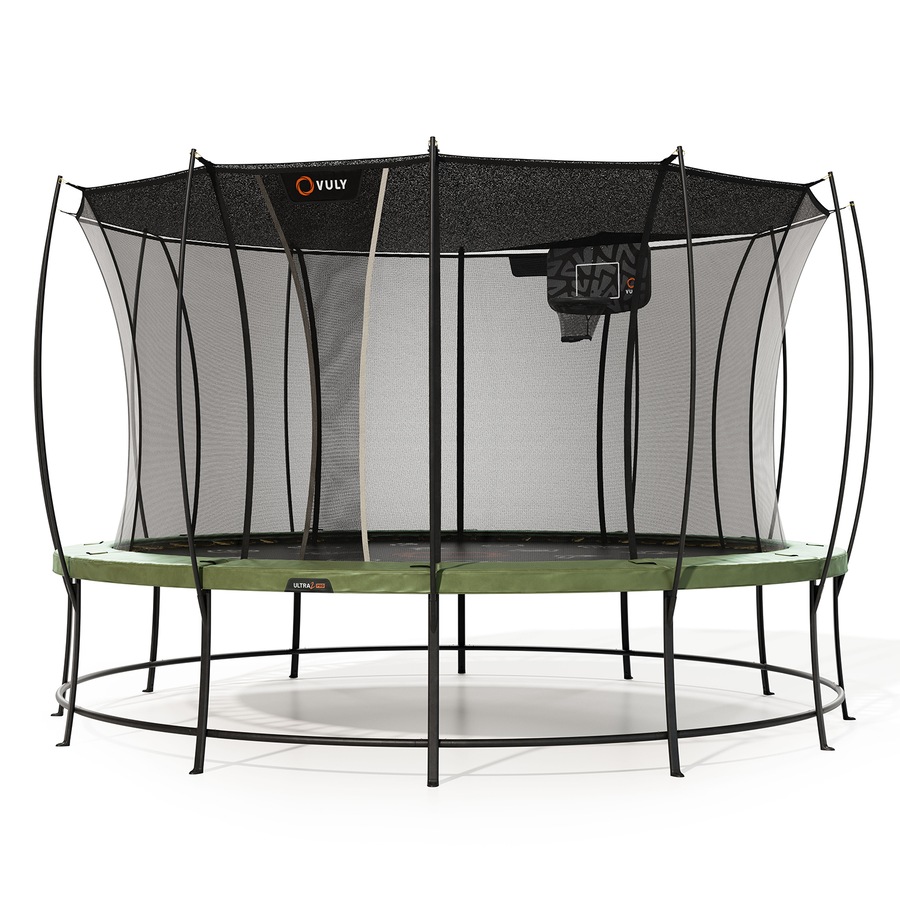Vuly Ultra 2 Pro Extra Large 16ft Trampoline with Enclosure - Round Kids Trampolines Bundle With Shade Cover & Basketball Hoop