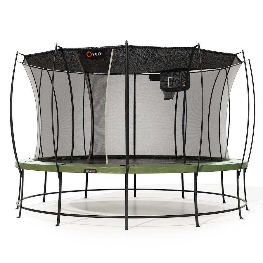 Vuly Ultra 2 Pro Extra Large 16ft Trampoline with Enclosure - Round Kids Trampolines Bundle With Shade Cover & Basketball Hoop