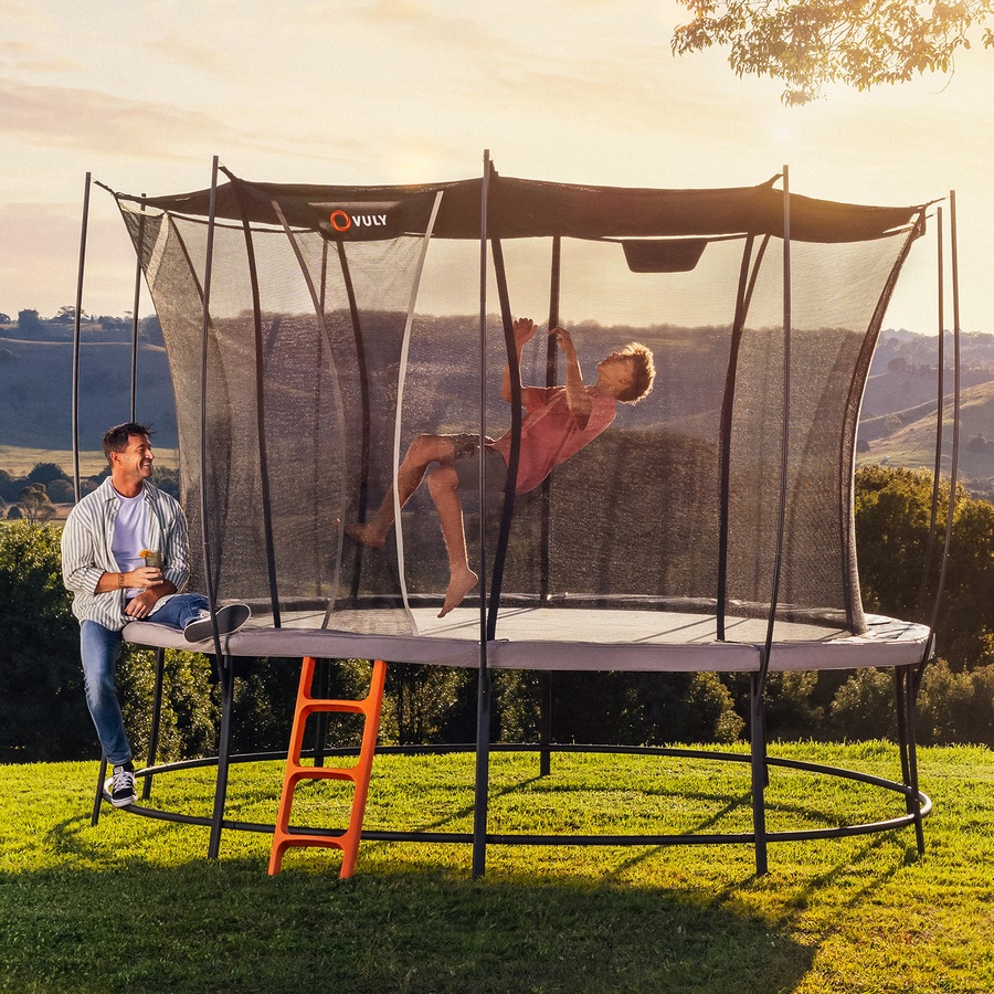 Vuly Ultra 2 Pro Extra Large 16ft Trampoline with Enclosure - Round Kids Trampolines Bundle With Shade Cover & Ladder