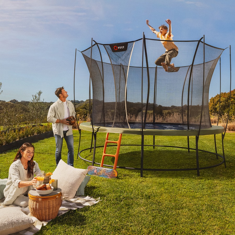 Vuly Ultra 2 Pro Extra Large 16ft Trampoline with Enclosure - Round Kids Trampolines Bundle With Shade Cover & Ladder