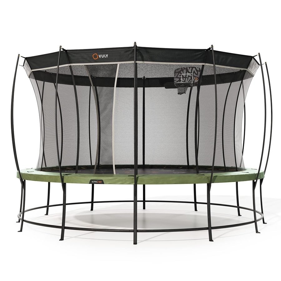 Vuly Ultra 2 Pro Extra Large 16ft Trampoline with Enclosure - Round Kids Trampolines Bundle With Shade Cover Pro & Hoop
