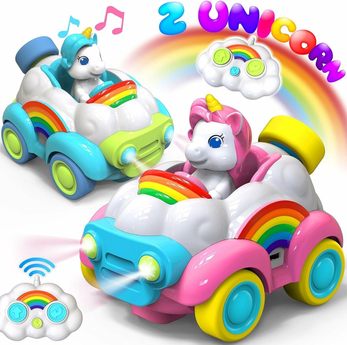 Buy 2 Pack Unicorn Toys Remote Control Cars Toys for Ages 3 to 7 with LED Lights Music and Sound Birthday Gift for 3 to 7 Year Old Girls Blue and Pink MyDeal