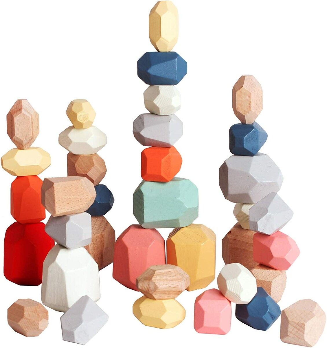 Buy 36 PCs Wooden Sorting Stacking Rocks Balancing Stones ,Educational ...
