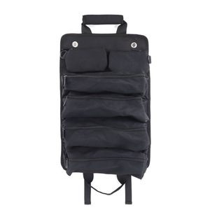Portable Tool Storage Box with 2 Detachable Zipper Pouch, Tool Organizer Bag Roll Up Carrier Bag for Electrician Mechanic (Black)