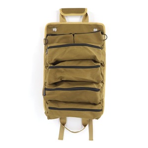 Portable Tool Storage Box with 2 Detachable Zipper Pouch, Tool Organizer Bag Roll Up Carrier Bag for Electrician Mechanic (Khaki)