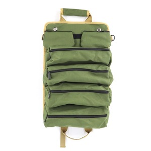 Portable Tool Storage Box with 2 Detachable Zipper Pouch, Tool Organizer Bag Roll Up Carrier Bag for Electrician Mechanic (Green)