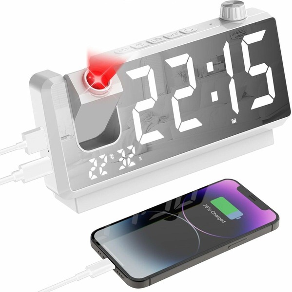 Buy Projection Alarm Clock for Bedroom, Digital Clock with 180 Degree ...